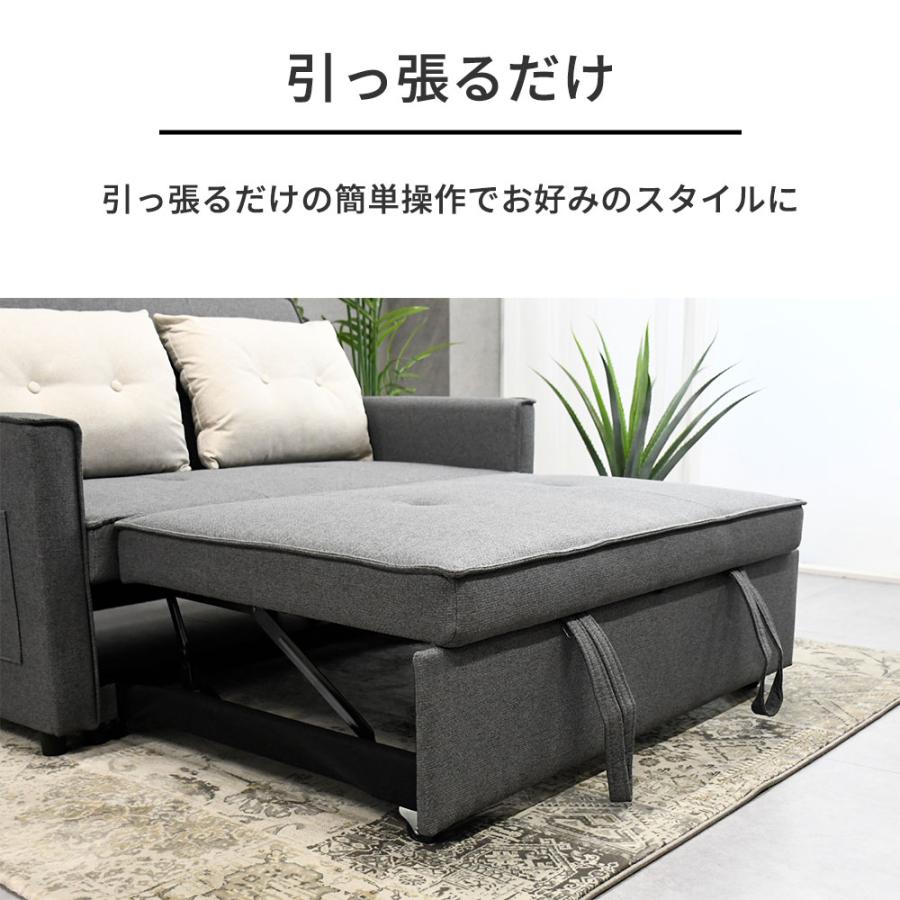 ソファーベッド ファブリック おしゃれ ソファー コンパクト ソファベッド 布生地 セミダブル セミダブルサイズ 引き出し式 跳ね上げ | ブランド登録なし | 05