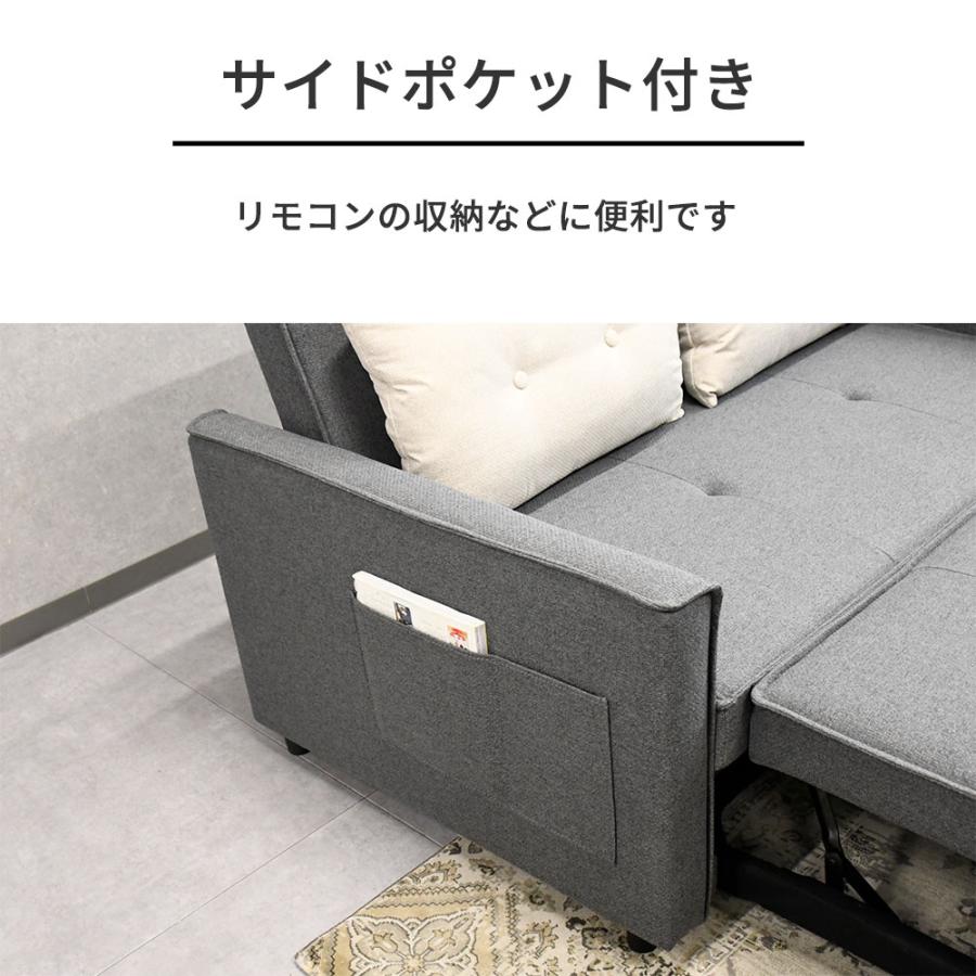 ソファーベッド ファブリック おしゃれ ソファー コンパクト ソファベッド 布生地 セミダブル セミダブルサイズ 引き出し式 跳ね上げ | ブランド登録なし | 06