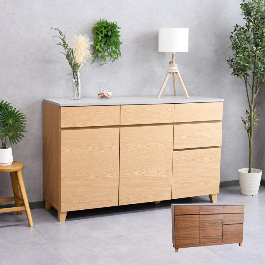 サイドボード 140cm 北欧 おしゃれ リビング収納 モルタル モダン