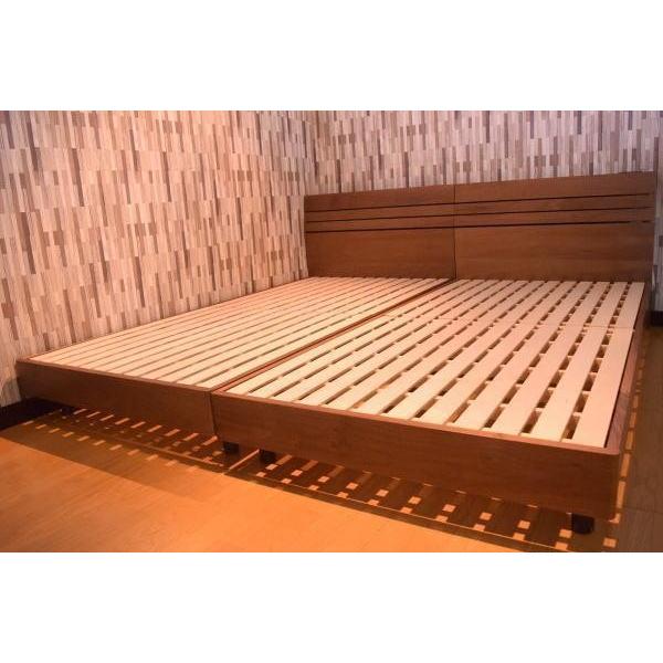 キングサイズ ベッドフレーム ウォールナット 木製 すのこ付き