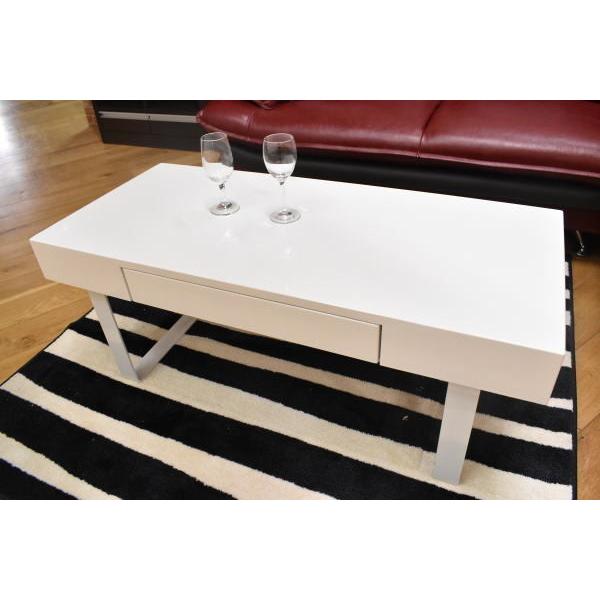 センターテーブル 100cm幅 コンパクト 鏡面 ホワイト おしゃれ