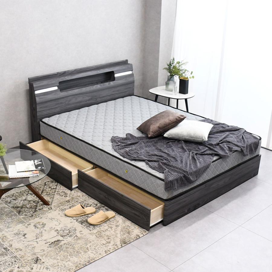 ベッド 収納 コンセント ベッドフレーム 北欧 おしゃれ ダブル