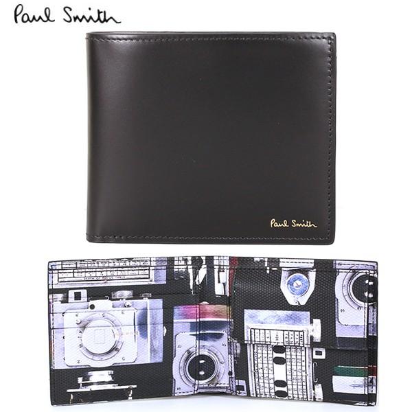 ポールスミス メンズ 二つ折り財布 財布 ブラック×カメラ CAMERA メンズ  PaulSmith M1A 4833  A40245 PR｜ebsya