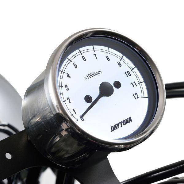 ゆう デイトナ DAYTONA 15642 バイク用 機械式タコメーター φ60 ホワイトLED