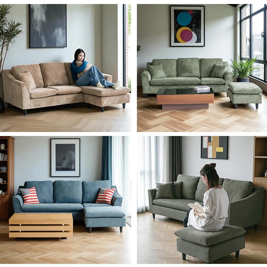 洗えるカバー カウチソファ L型ソファー L字ソファ 3人掛け 4人