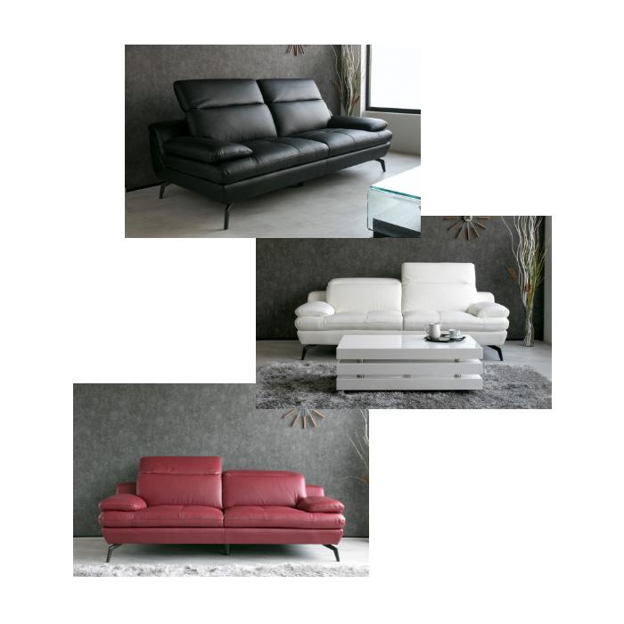 ソファ 3人掛け 4人掛け 3P 4P レザー 本革 モダン ホワイト ブラック