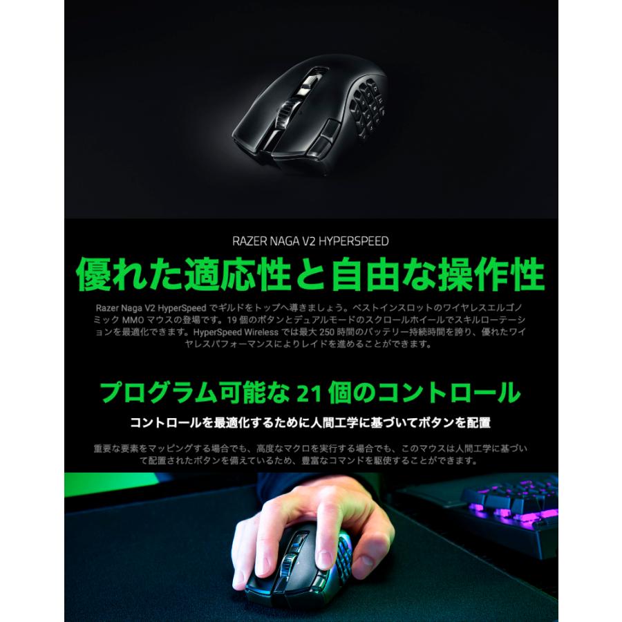 NAGA Razer レーザー Naga V2 HyperSpeed 21ボタン 2.4GHz