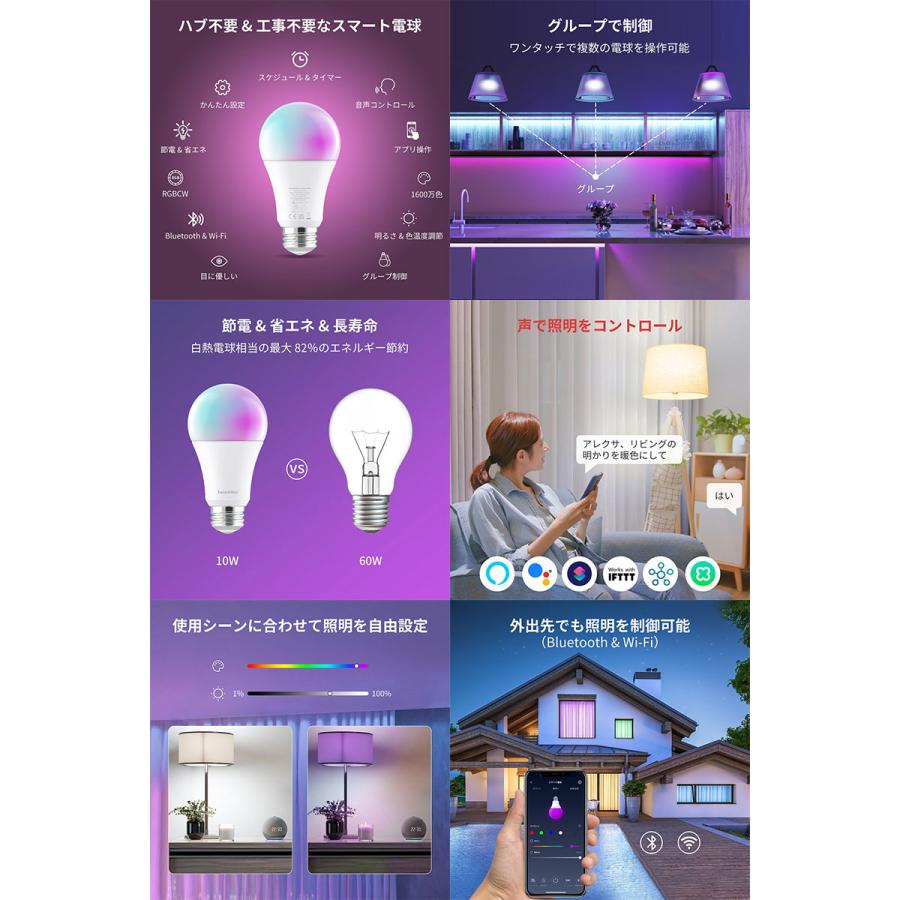 SwitchBot（スイッチボット） スマート電球 E26 4個セット LED