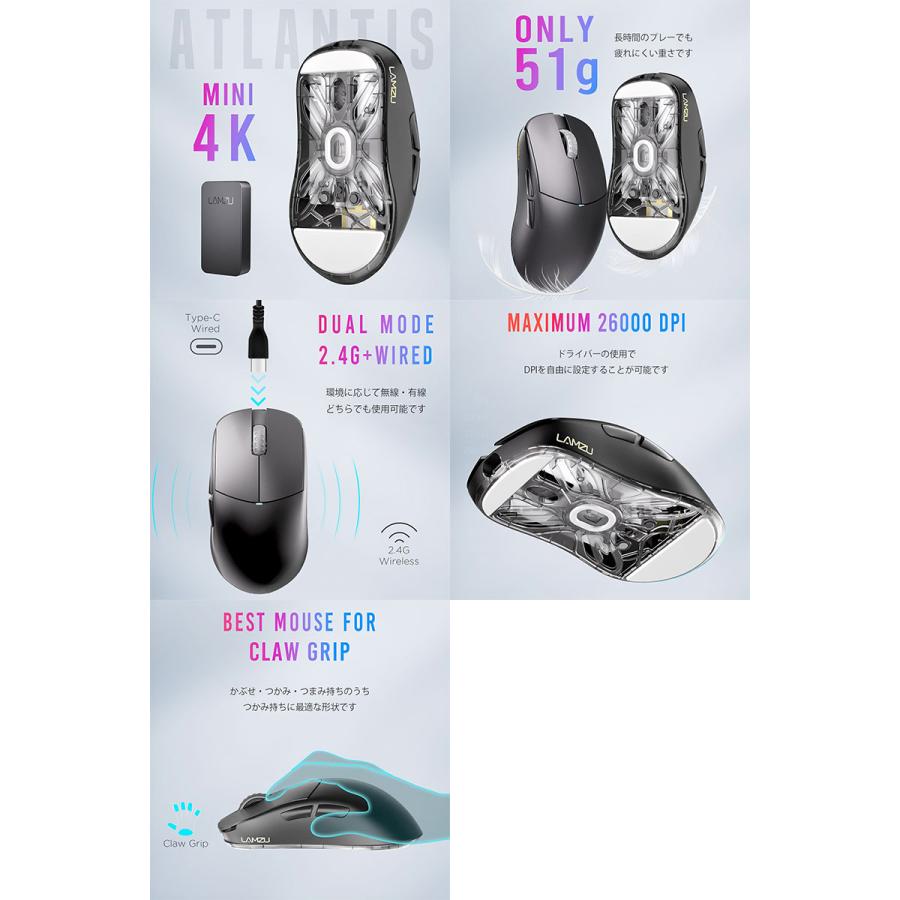 LAMZU LAMZU Atlantis Mini 4K 4Kレシーバー付属 ワイヤレスゲーミング