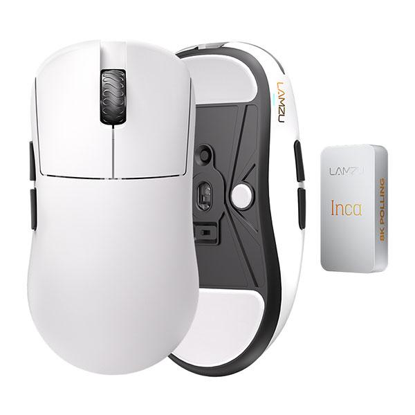 【美品】 LAMZU Inca 8K ゲーミングマウス ホワイト 付属品完備 LAMZU LAMZU INCA 8Kレシーバー付属 ワイヤレスゲーミングマウス White