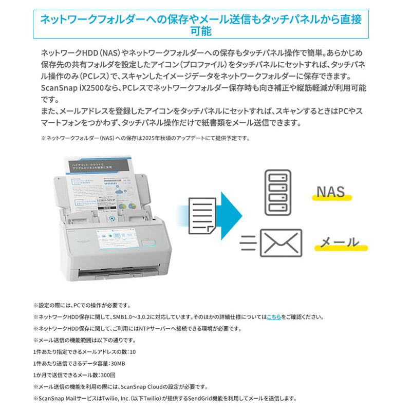 ScanSnap iX2500 PFU リコー スキャンスナップ ドキュメントスキャナー ホワイト RICOH ピーエフユー FI-IX2500Wの画像