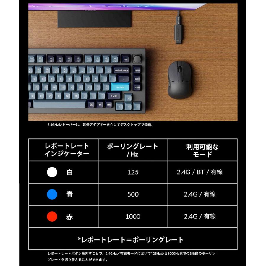 Keychron キークロン M4 ワイヤレスマウス 有線 / Bluetooth 5.1 / 2.4GHz ワイヤレス対応 ホワイト M4-A3
