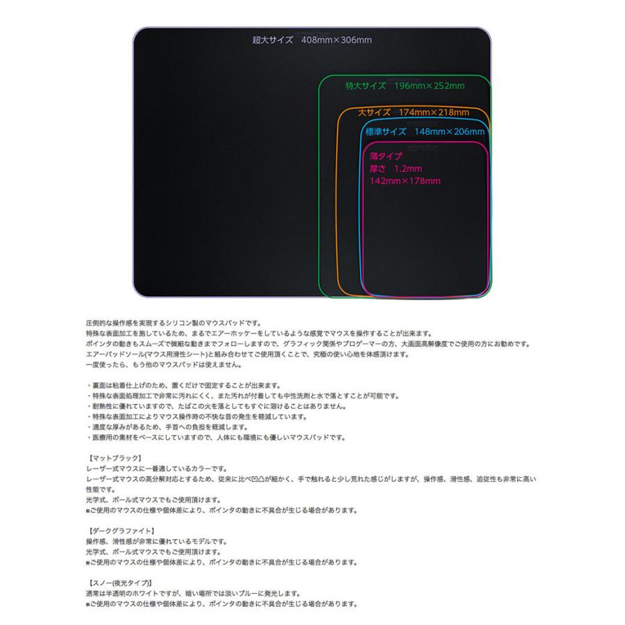 マウスパッド PowerSupport パワーサポート エアーパッドプロ III 超大 ダークグラファイト AP-05 ネコポス不可｜ec-kitcut｜03