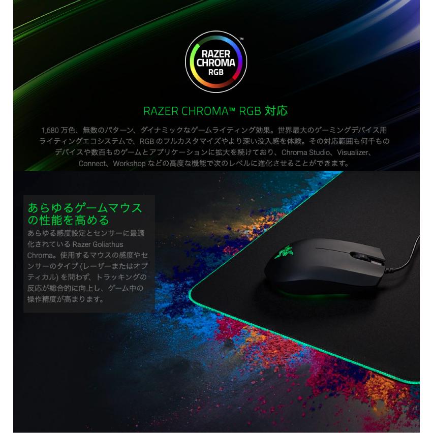 Razer レーザー Goliathus Chroma Extended マルチライティング ゲーミングマウスパッド RZ02-02500300-R3M1 ネコポス不可 rms23｜ec-kitcut｜03