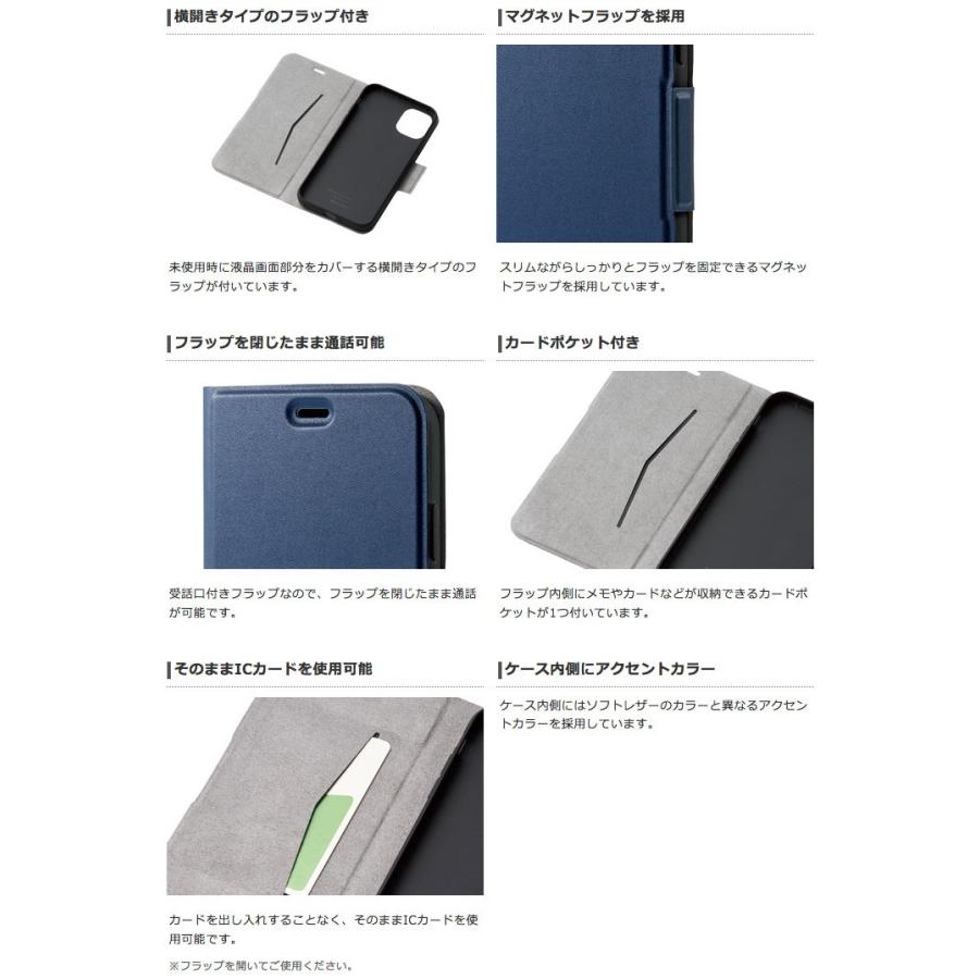 エレコム ELECOM iPhone 11 ULTRA SLIM ソフトレザーケース 磁石付 薄型 ブラック PM-A19CPLFUBK | ELECOM | 02