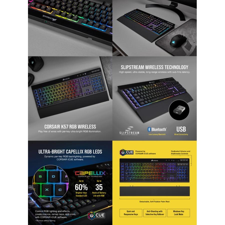 キーボード Corsair コルセア K57 Rgb Wireless 日本語配列 Bluetooth 2 4ghz ワイヤレス 有線 3モード 対応 ゲーミングキーボード Ch 925c015 Jp ネコポス不可 キットカットヤフー店 通販 Yahoo ショッピング