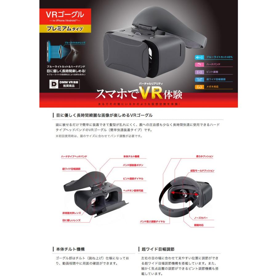 エレコム ELECOM VRゴーグル ハードバンド ブルーライトカットレンズ ブラック VRG-GVSB01BK ネコポス不可｜ec-kitcut｜02