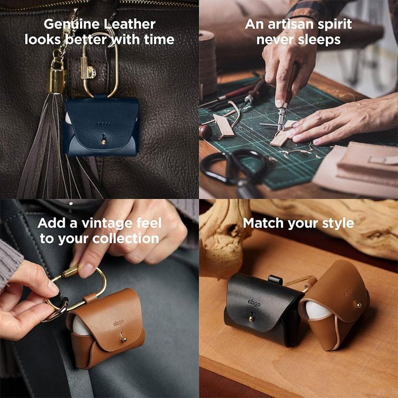 elago AirPods Pro 第1世代 LEATHER CASE カウハイド 本革 カラビナ付 エラゴ ネコポス不可｜ec-kitcut｜03