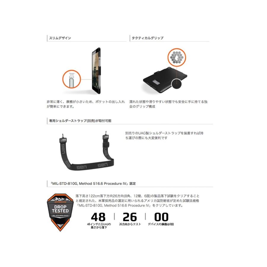 iPad ケース UAG ユーエージー iPad 9th / 8th / 7th SCOUT 耐衝撃ケース スマートキーボード対応 ブラック UAG-IPD7S-BK ネコポス送料無料｜ec-kitcut｜03