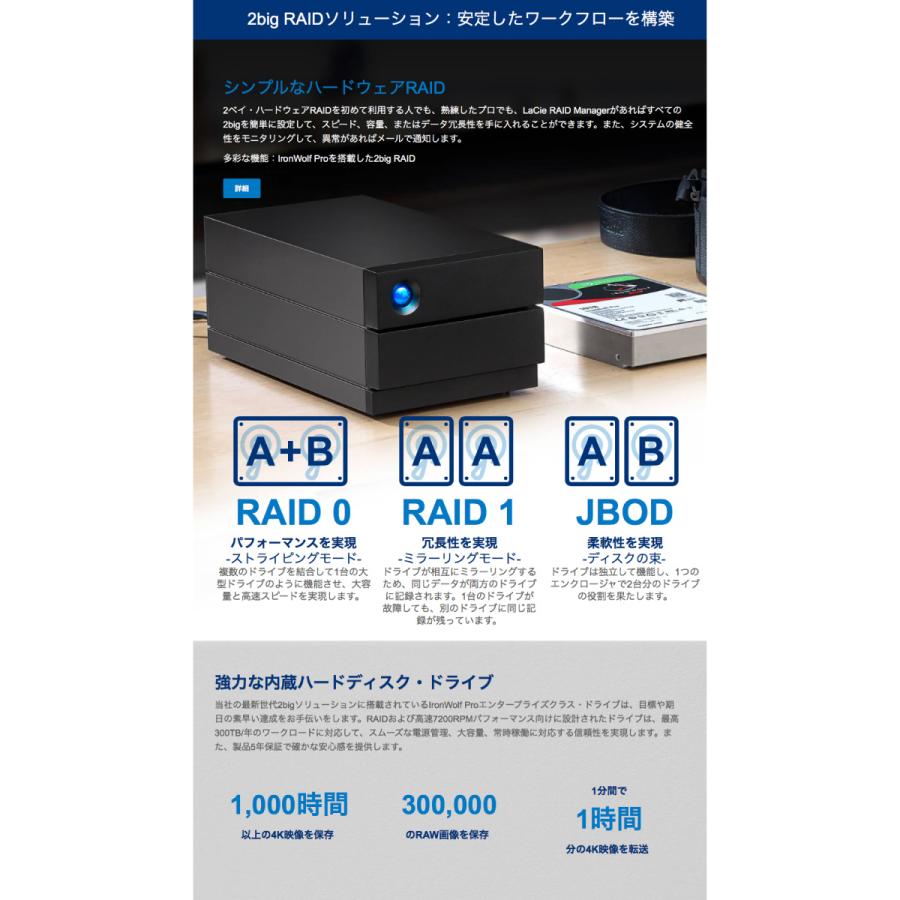 Lacie ラシー 16TB 2big RAID USB Type-C USB 3.2 Gen2 USB 3.1 対応 