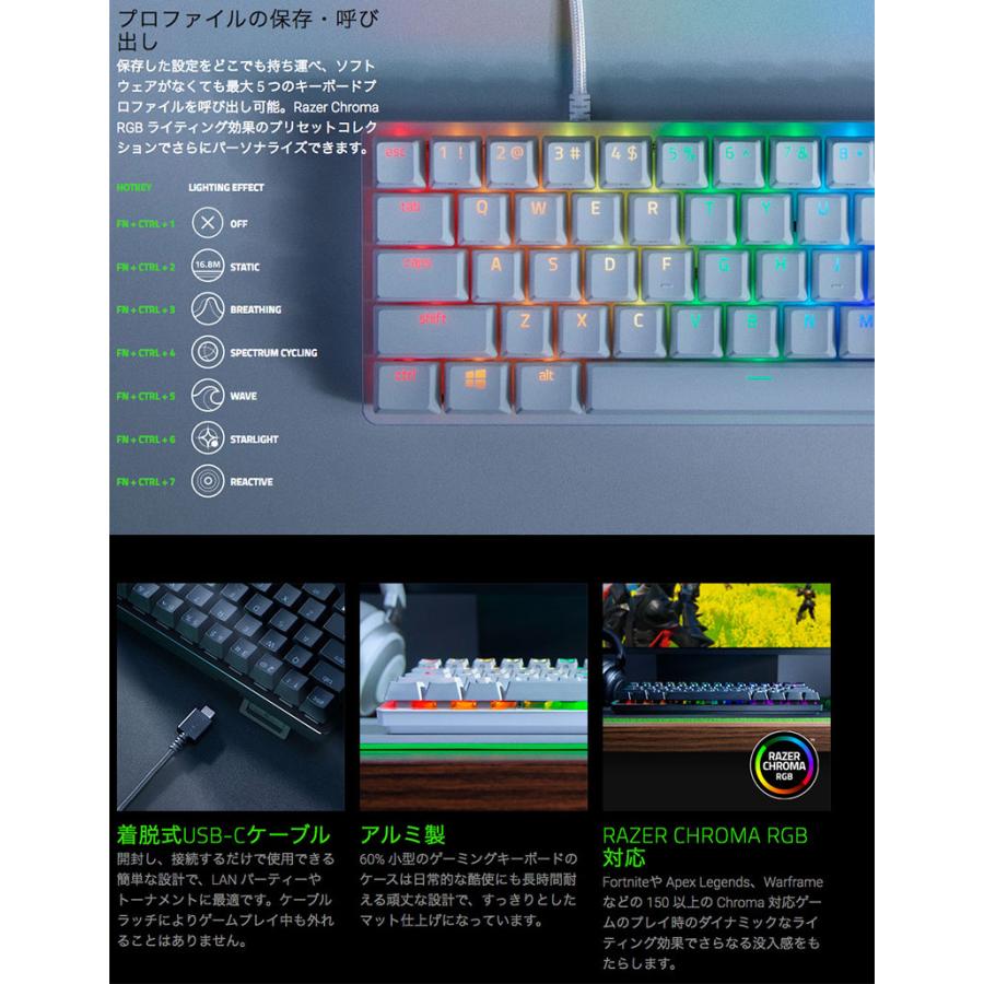 Razer レーザー Huntsman Mini 英語配列 静音リニアオプティカルスイッチ ゲーミング ミニキーボード Black RZ03-03390200-R3M1 | Razer | 04