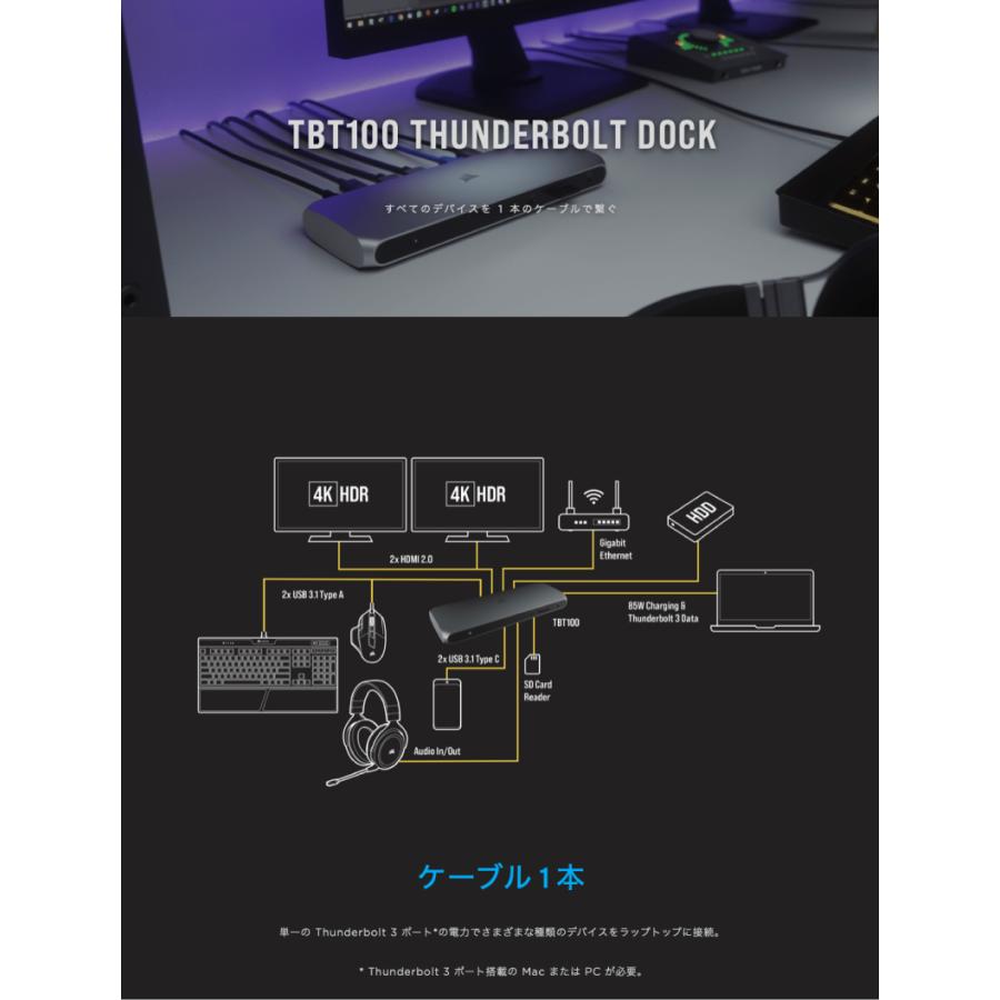 30827円 8周年記念イベントが Corsair USBハブ TBT100 Thunderbolt 3 Dock AP CU-9000001-AP