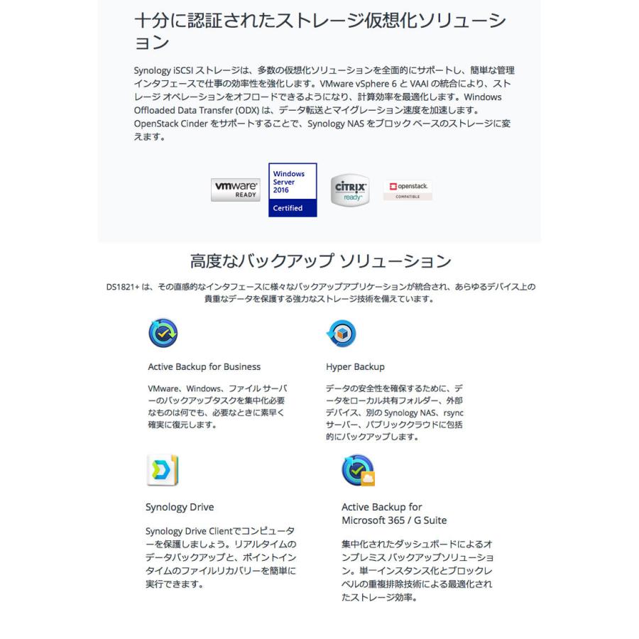 Synology シノロジー DiskStation Plusシリーズ DS1821+ 8ベイ Synology シノロジー DiskStation Plusシリーズ DS1821+ 8ベイ
