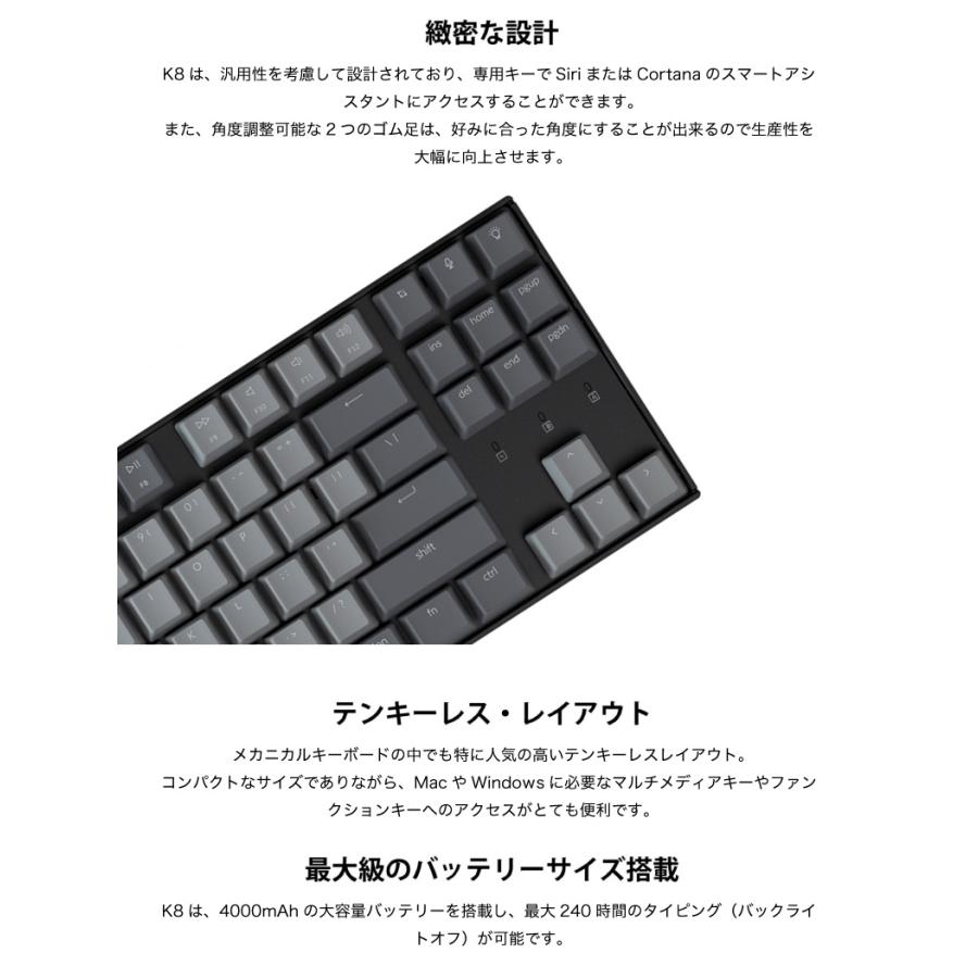 Keychron K8 Mac英語配列 ホットスワップ Gateron 青軸 87キー RGBライト ネコポス不可｜ec-kitcut｜05