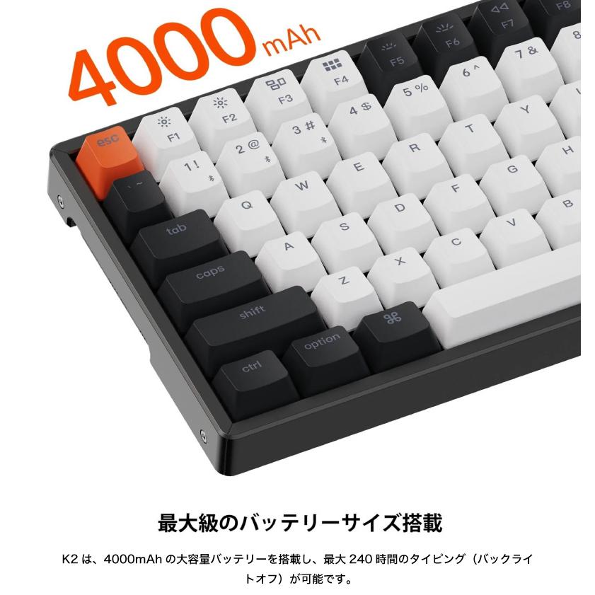 Keychron K2 V2 Mac英語配列 有線 / Bluetooth 両対応 テンキーレス 