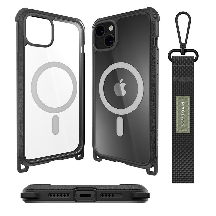 MagEasy マグイージー iPhone 14 Plus Odyssey+ MagSafe対応 PCxTPU ハイブリッドケース ネックストラップ付き Leather Black/Classic Black ネコポス送料無料｜ec-kitcut｜04