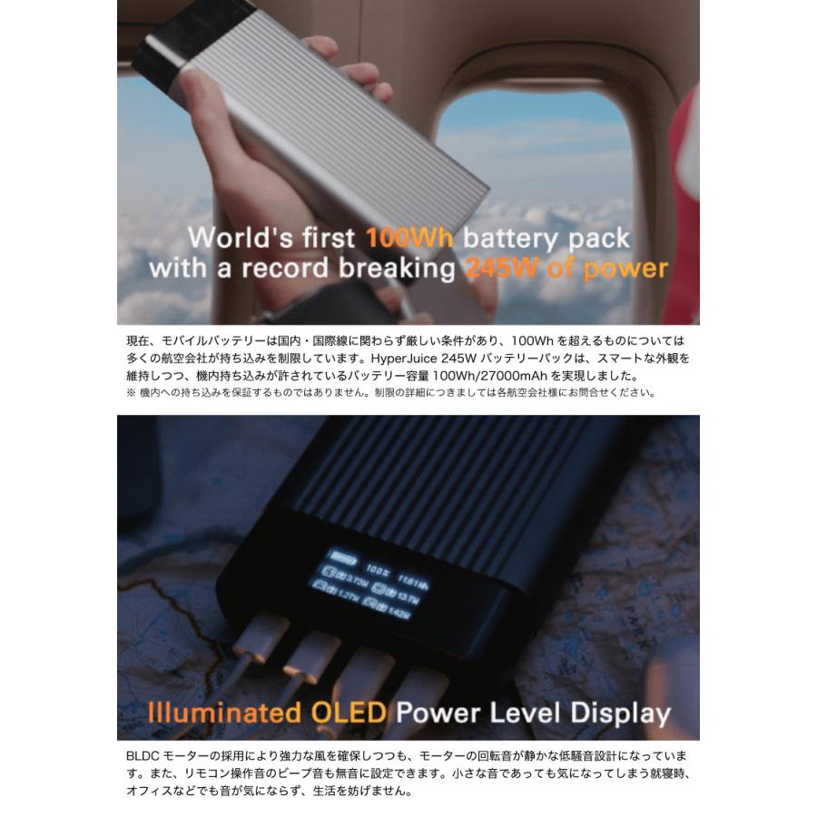 HYPER++ ハイパー HyperJuice バッテリーパック USB-C 4ポート PD対応 合計最大245W 27000mAh OLEDディスプレイ付 モバイルバッテリーの画像