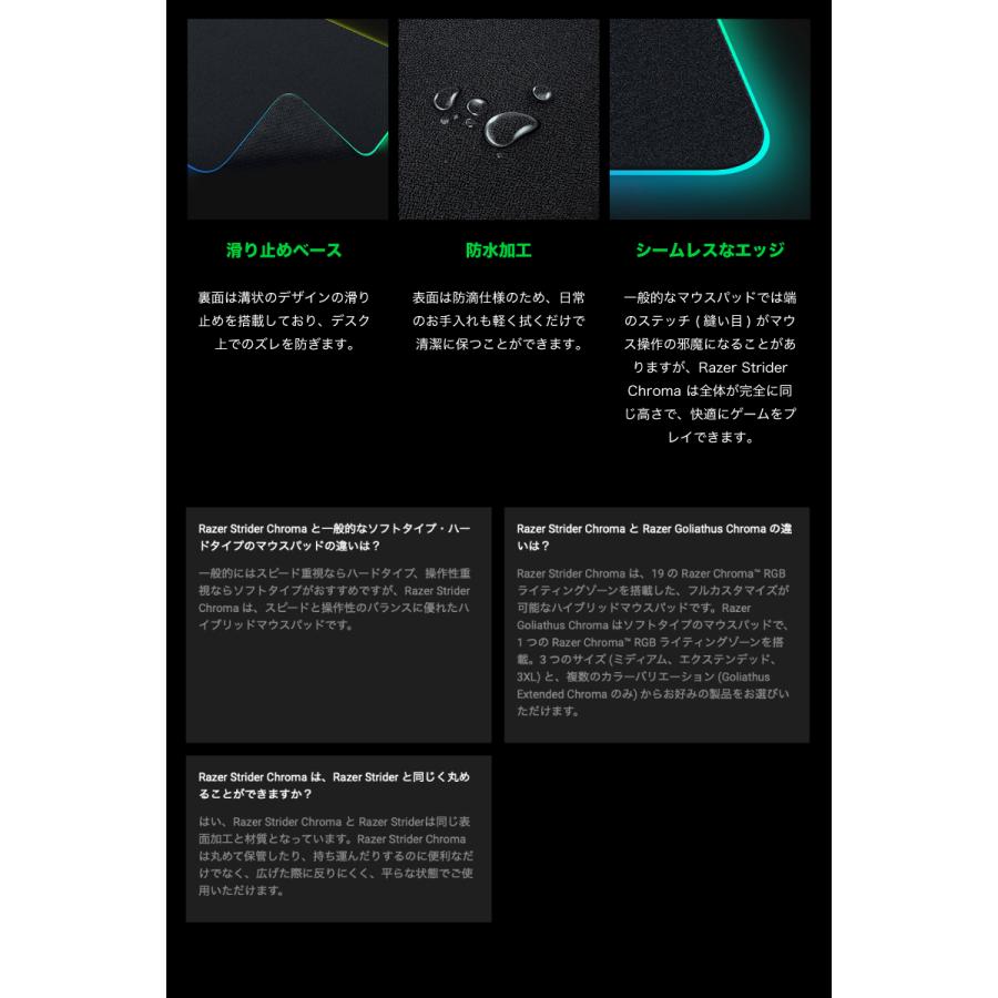 Razer Strider Chroma マルチライティング対応 ソフト/ハード ハイブリッド ゲーミングマウスパッド RZ02 ...