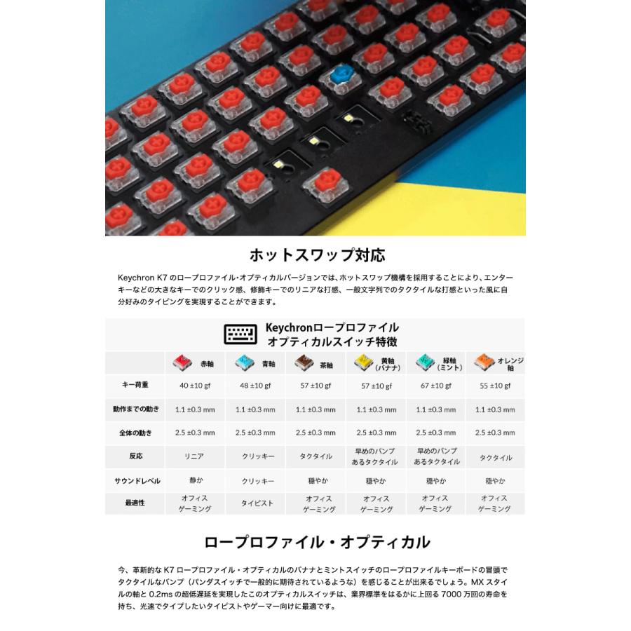 Keychron K7 Mac英語配列 ロープロファイル オプティカル ホット 