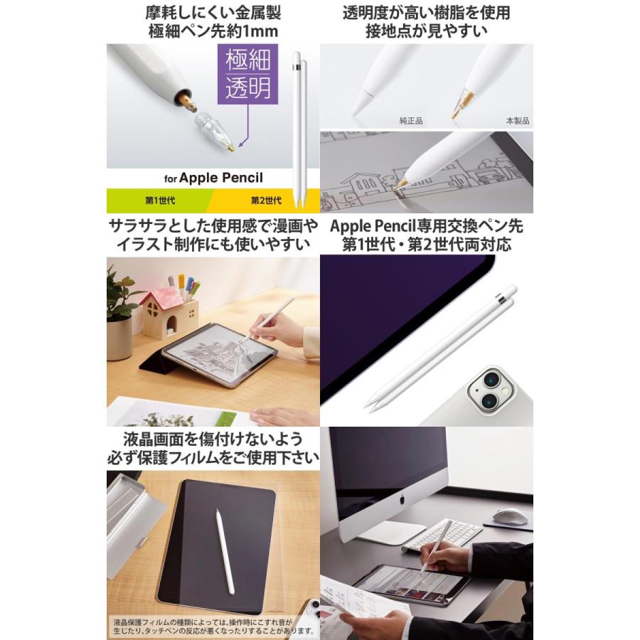 エレコム ELECOM Apple Pencil専用 交換ペン先 金属製 極細 透明 2個入リ P-TIPAP04CR | ELECOM | 01