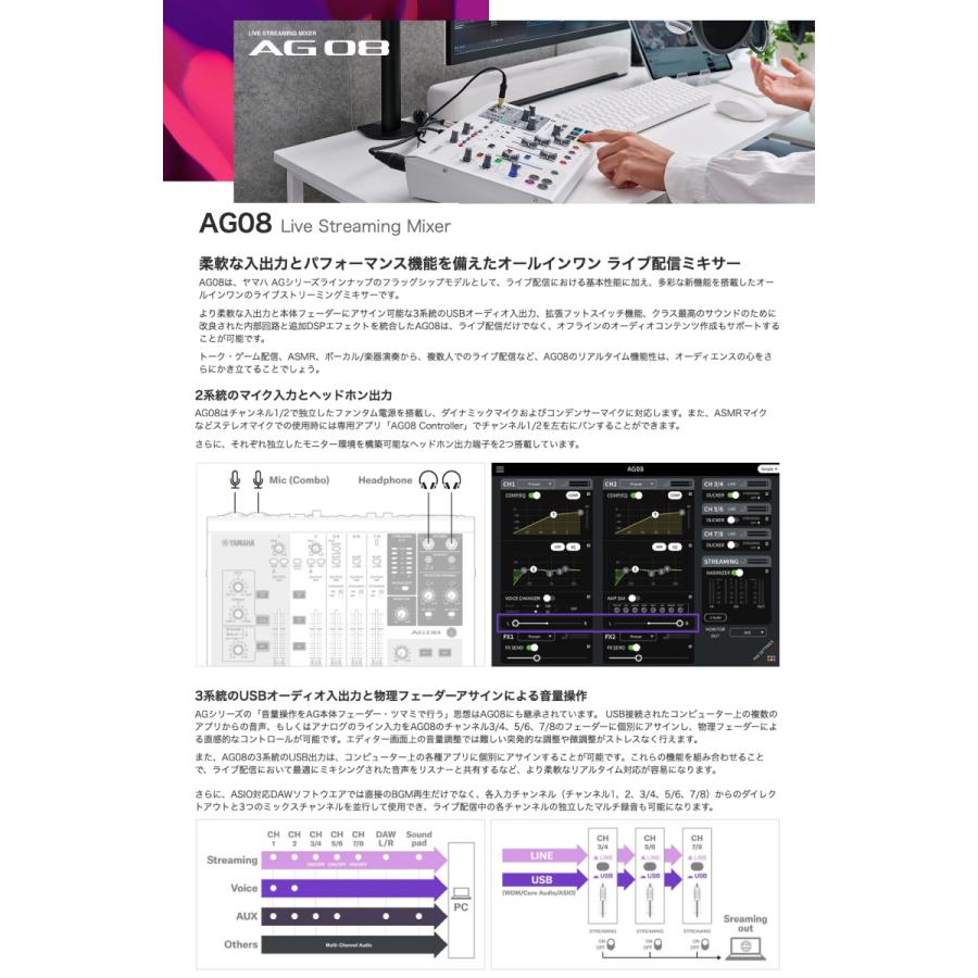 YAMAHA（ヤマハ） AG08 8チャンネル ライブストリーミングミキサー
