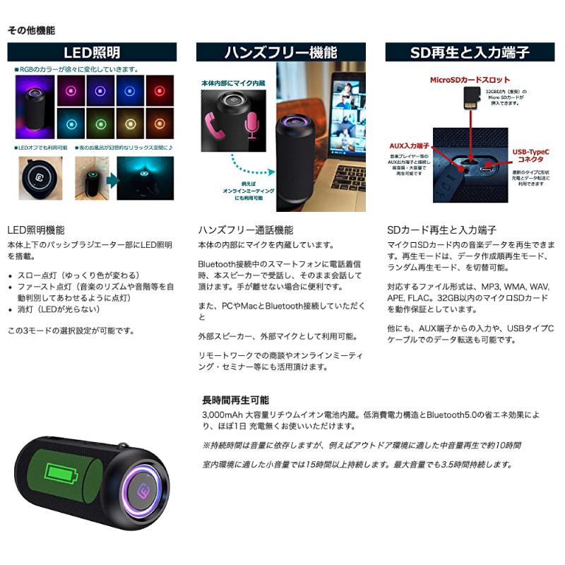 40s フォーティーズ CW1L Bluetooth 5.0 IP56 防水防塵 LED照明搭載