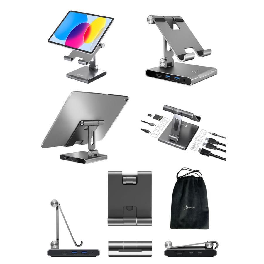 j5 create ドッキングタブレットスタンド USB Type-C 7in1 PD対応 4K60