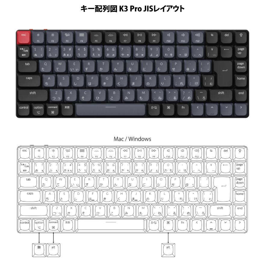 Keychron K3 Pro QMK/VIA Mac日本語配列 青軸 RGBライト ホット 