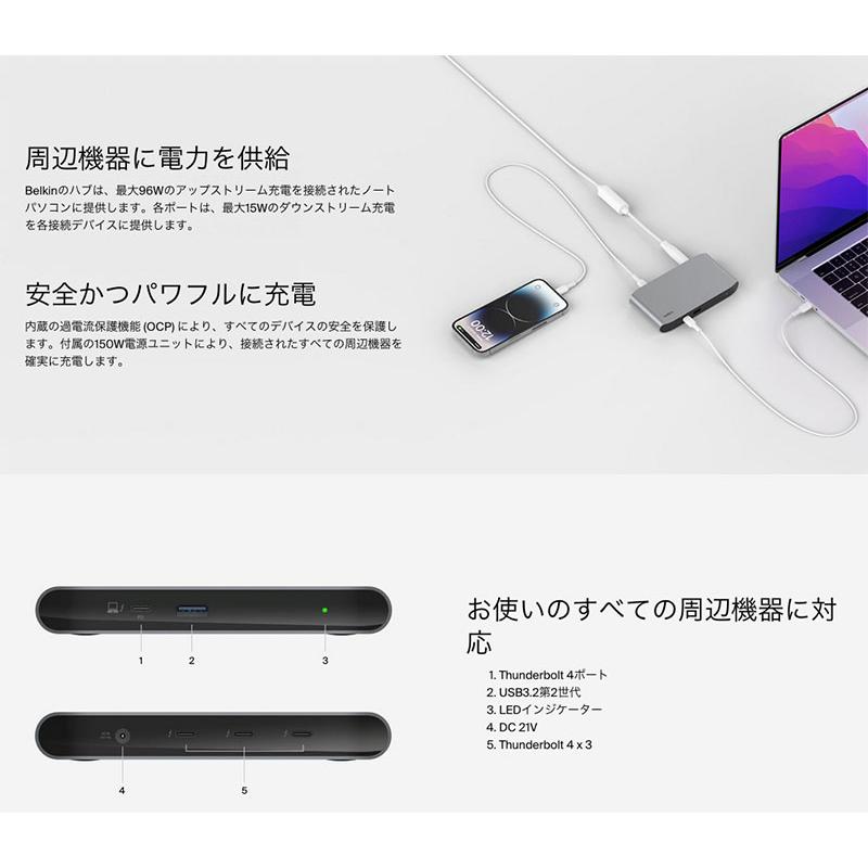 BELKIN ベルキン CONNECT Thunderbolt 4 5-in-1 USB-C ドッキング 