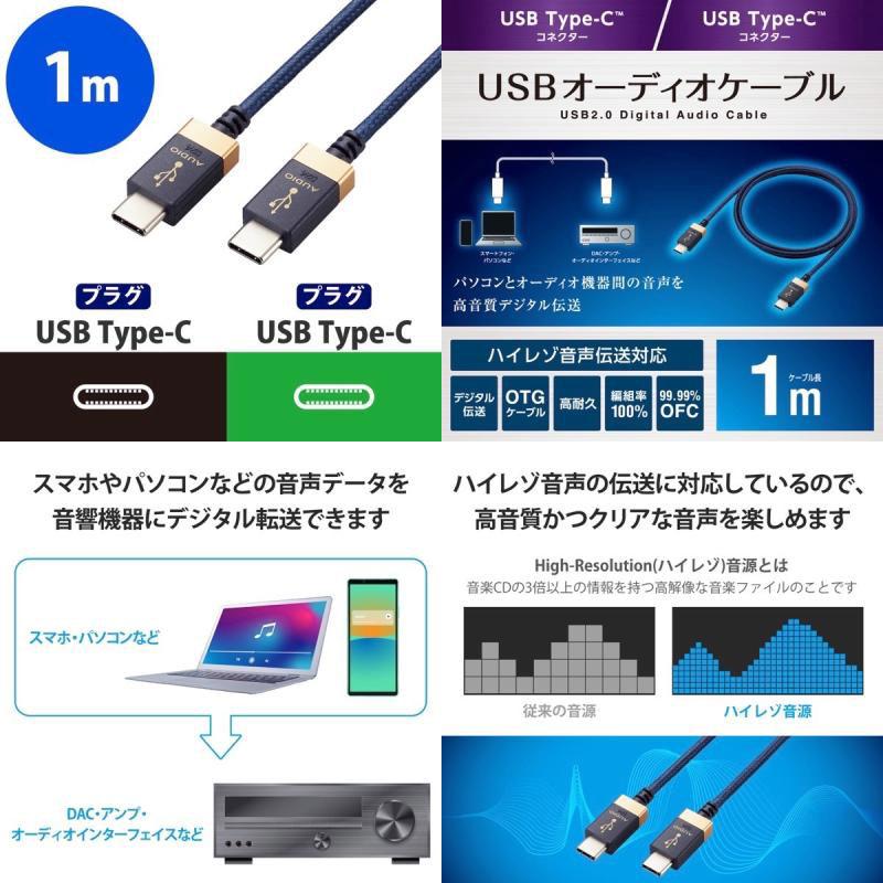 エレコム ELECOM AVケーブル 音楽伝送 USB Type-C to USB Type-Cケーブル USB2.0 1.0m ネイビー DH-TCC10 ネコポス送料無料｜ec-kitcut｜02