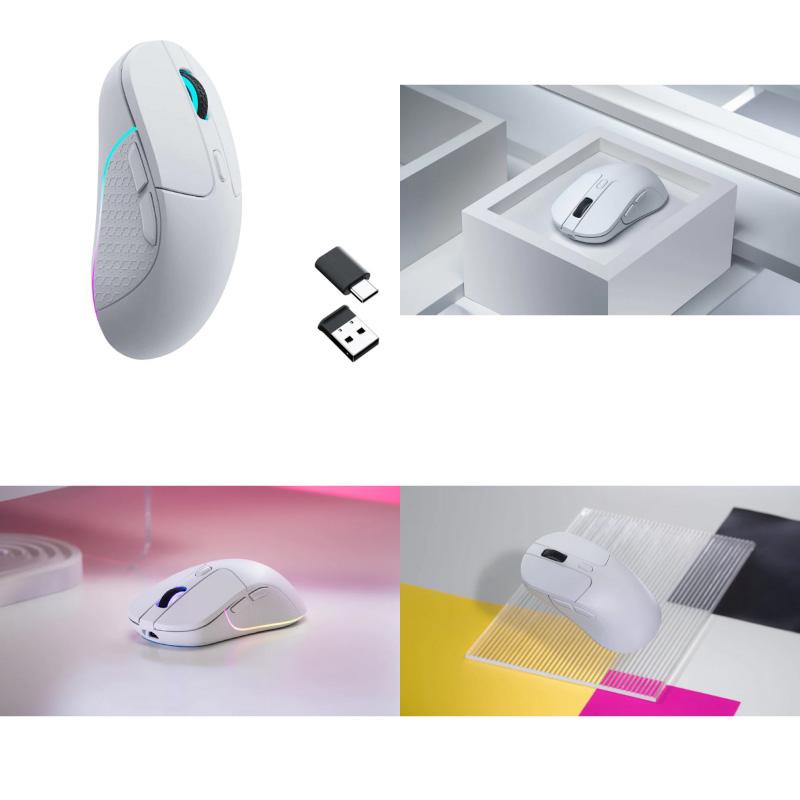 Keychron M3 ワイヤレスマウス 有線 / Bluetooth 5.1 / 2.4GHz ワイヤレス対応 USB A / Type-C レシーバー付属 ホワイト M3-A3