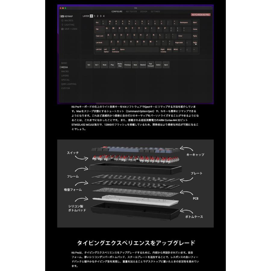 Keychron K6 Pro QMK/VIA Mac日本語配列 ホットスワップ Keychron K Pro 赤軸 71キー RGBライト メカニカルキーボード ネコポス不可｜ec-kitcut｜04