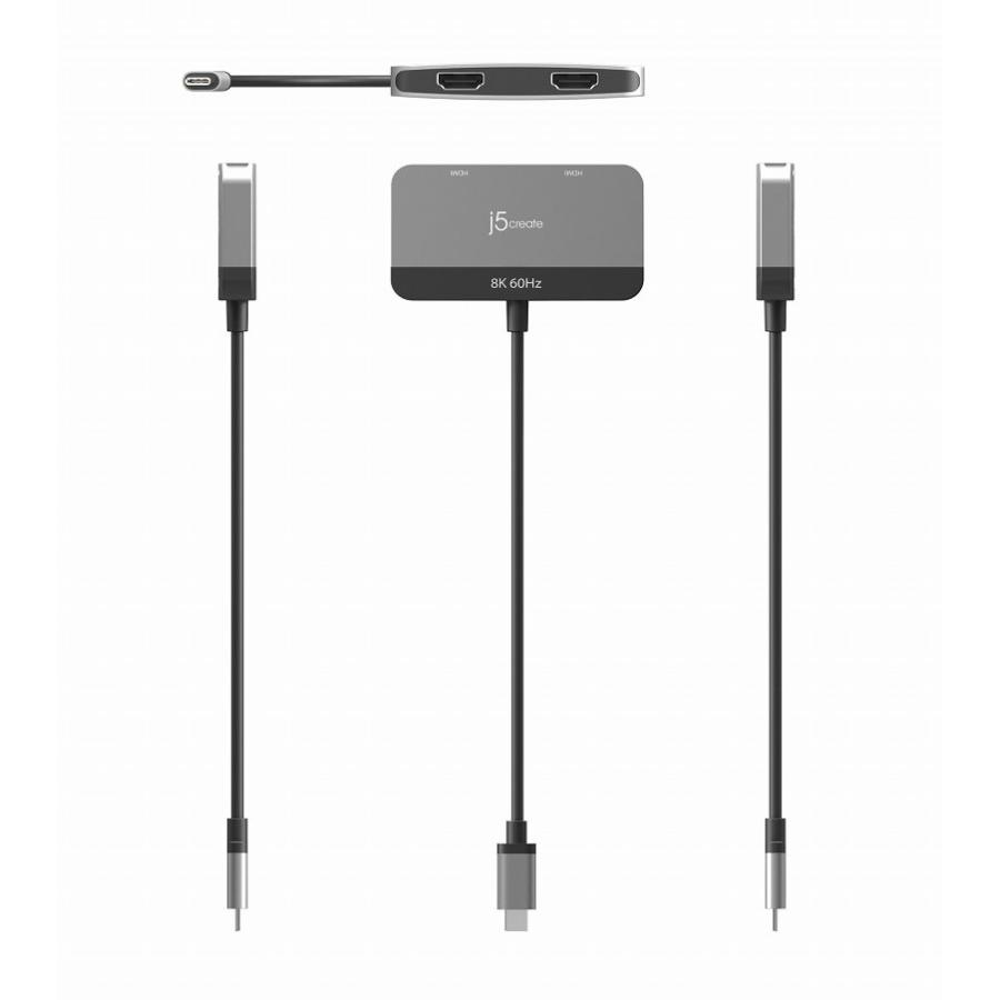 j5 create ジェイファイブクリエイト USB Type-C シングル8K MSTデュアル HDMI アダプター JCA465の画像