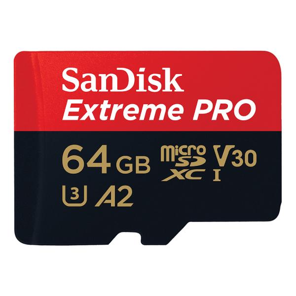 SanDisk サンディスク 64GB Micro SDXC Extreme Pro UHS-I V30 海外パッケージ R=200/W=90 4K A2対応 アダプタ付き SDSQXCU-064G-GN6MA | SanDisk
