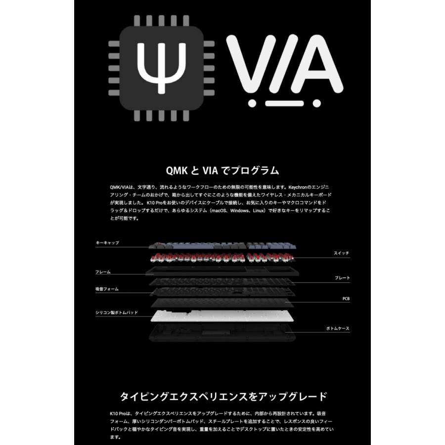 お早めに!! Keychron K10 Pro QMK/VIA Mac日本語配列 ホットスワップ Keychron K Pro 茶軸 RGBライト カスタムメカニカルキーボード ネコポス不可