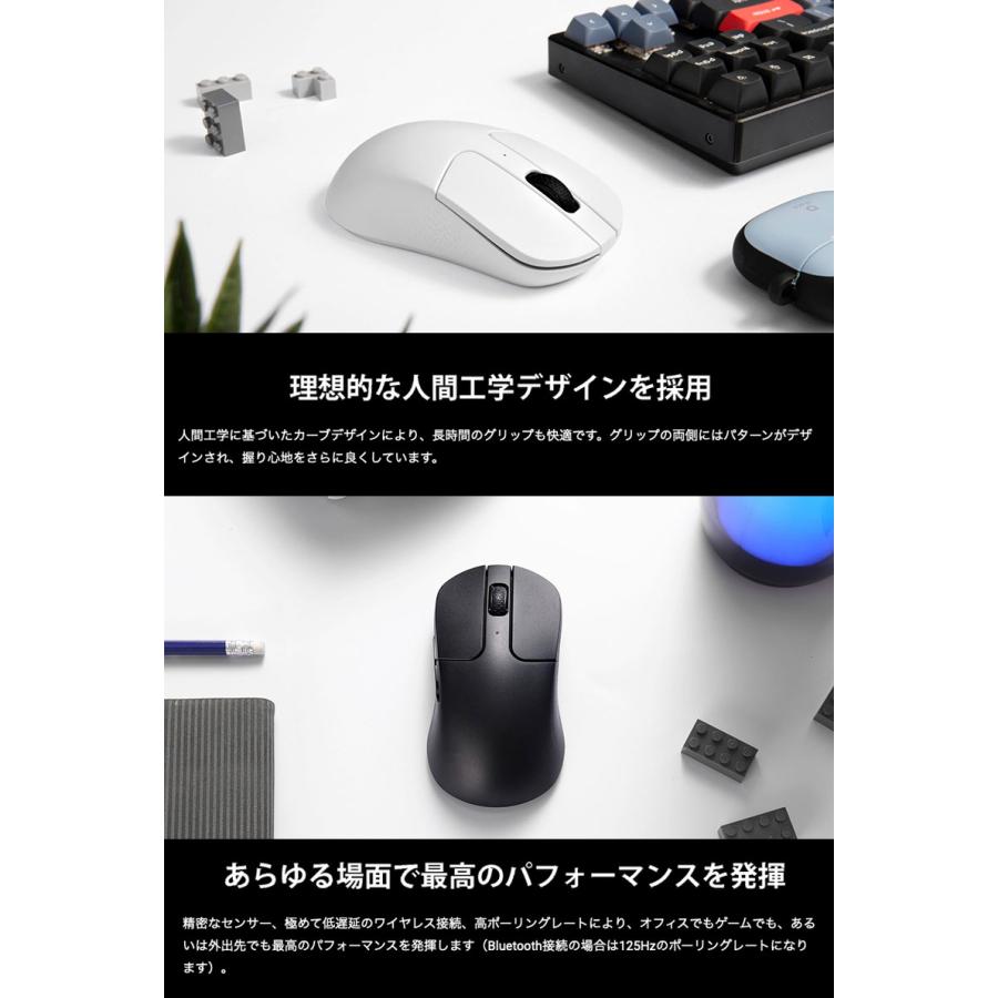 Keychron M3 Mini ワイヤレスマウス 有線 / Bluetooth 5.1 / 2.4GHz ワイヤレス対応 USB A / Type-C レシーバー付属 ホワイト