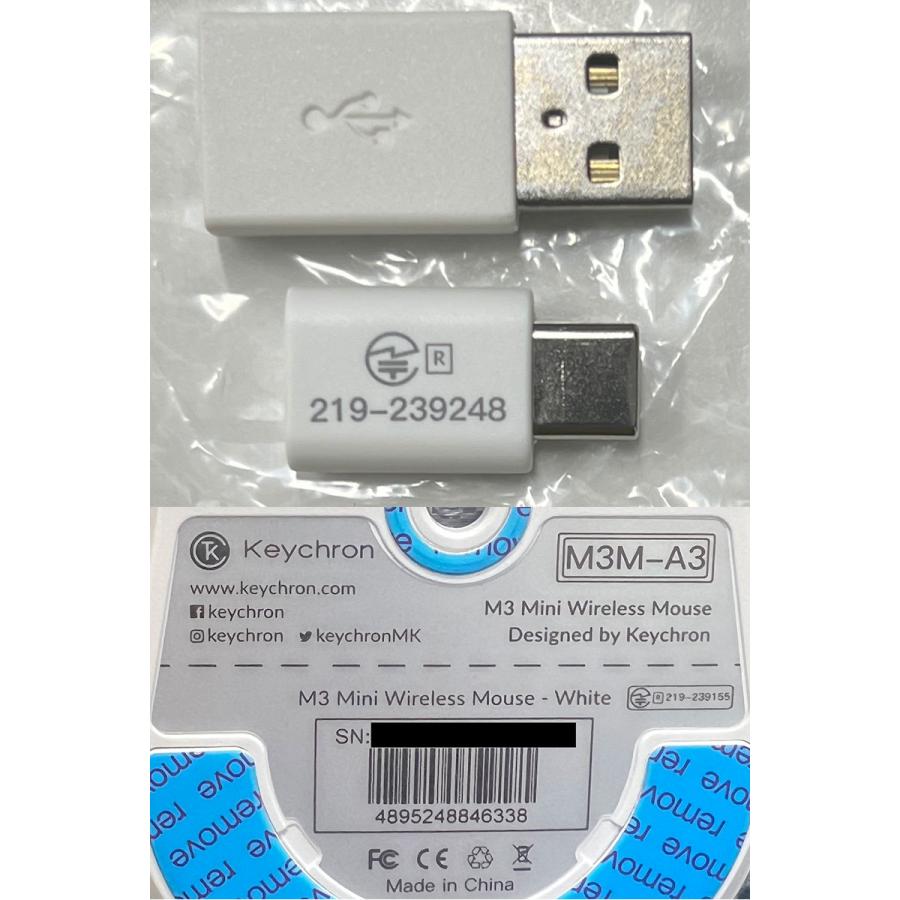 Keychron M3 Mini ワイヤレスマウス 有線 / Bluetooth 5.1 / 2.4GHz ワイヤレス対応 USB A / Type-C レシーバー付属 ホワイト