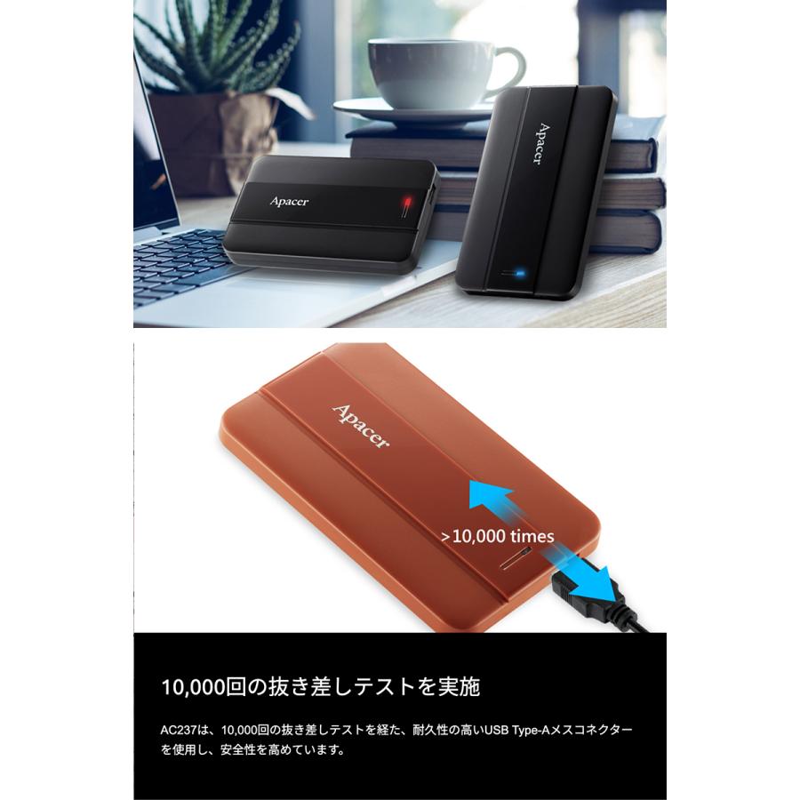 Apacer 外付け HDD 5TB AP5TBAC237B1C ポータブル 並行輸入品】Apacer アペイサー 5TB 薄型 ポータブルHDD USB 3.2 Gen1