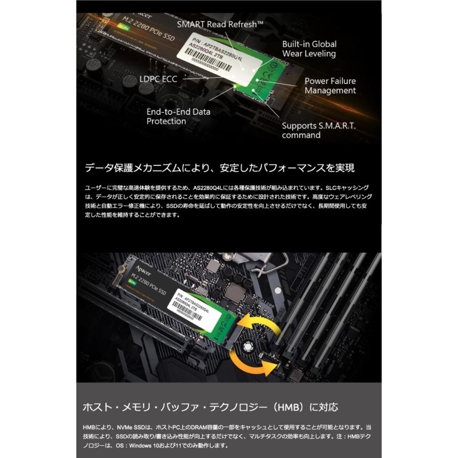 並行輸入品】Apacer アペイサー 1TB AS2280Q4L M.2 SSD PCI
