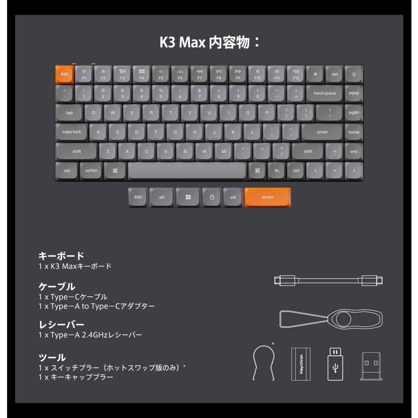 Keychron K3 Max 英語配列 赤軸 RGBバックライト Keychron K3 Max 英語配列 赤軸 RGBバックライト Keychron K3 Max 英語